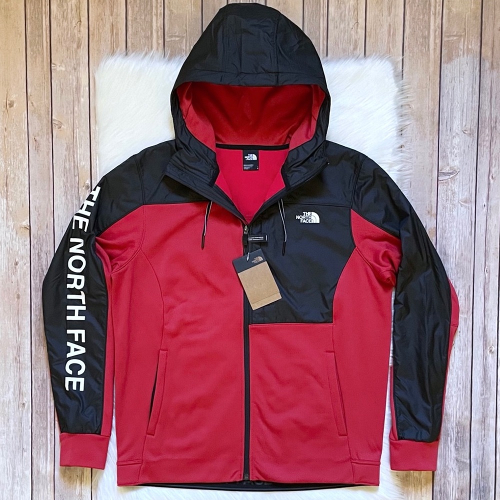 The North Face Men’s Logo Full Zip Red And Black Hoodie